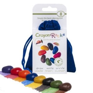 Crayon rocks 8 pastelli a cera in un sacchetto di velluto